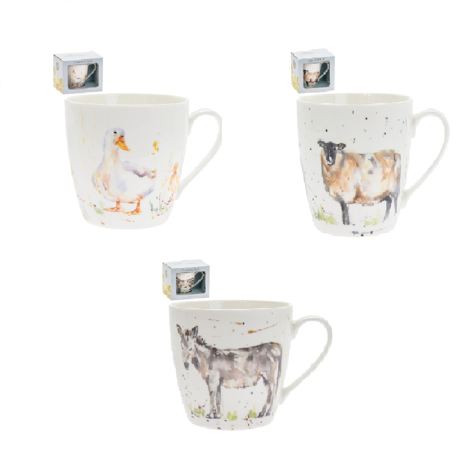 Boxed Country Life Farm Cow Horse FINE China Tea Cup and Saucer Set Present Gift 